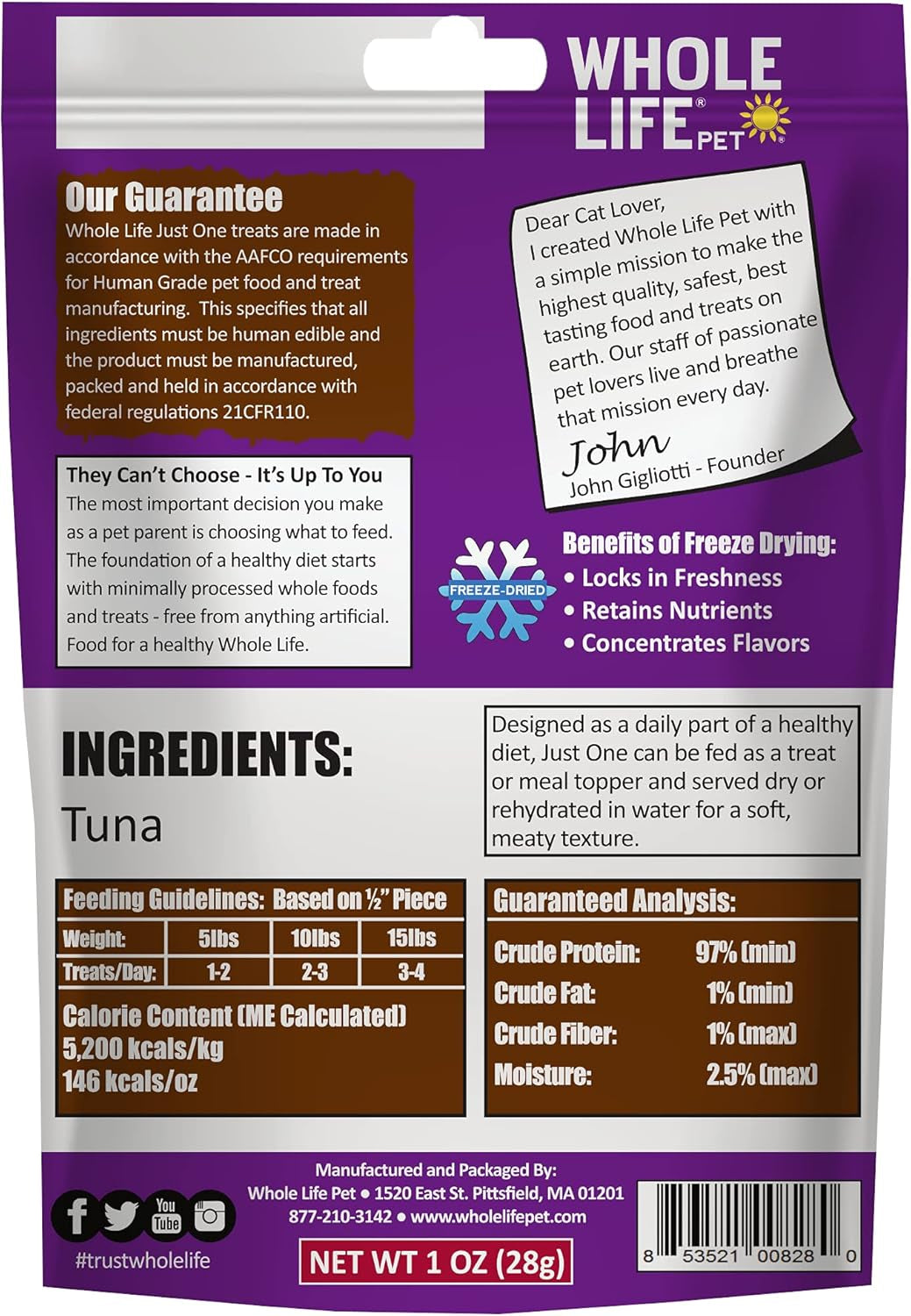 Healthy Cat Treats, Freeze Dried Human-Grade Wild-Caught Tuna, Protein Rich for Training, Weight Control Treats, Made in the USA, 1 Ounce