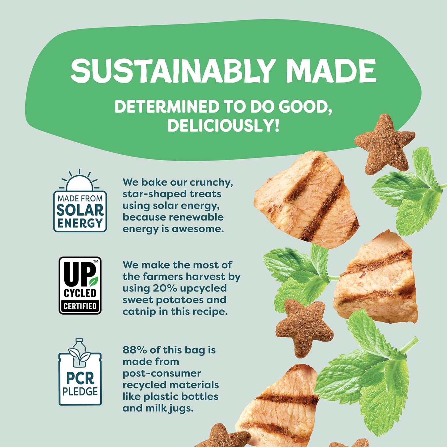 Crunchy Cat Treats - Catnip Treats for Cats with Digestive Support, Natural Ingredients Kitten Treats with Real Chicken, Healthy Flavored Feline Snacks - Catnip N Chill, 3-Pk