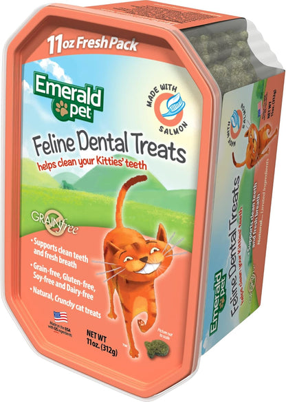 Grain-Free Feline Dental Treats, 11 Ounce Fresh Pack, Salmon Cat Treats, Made in the USA