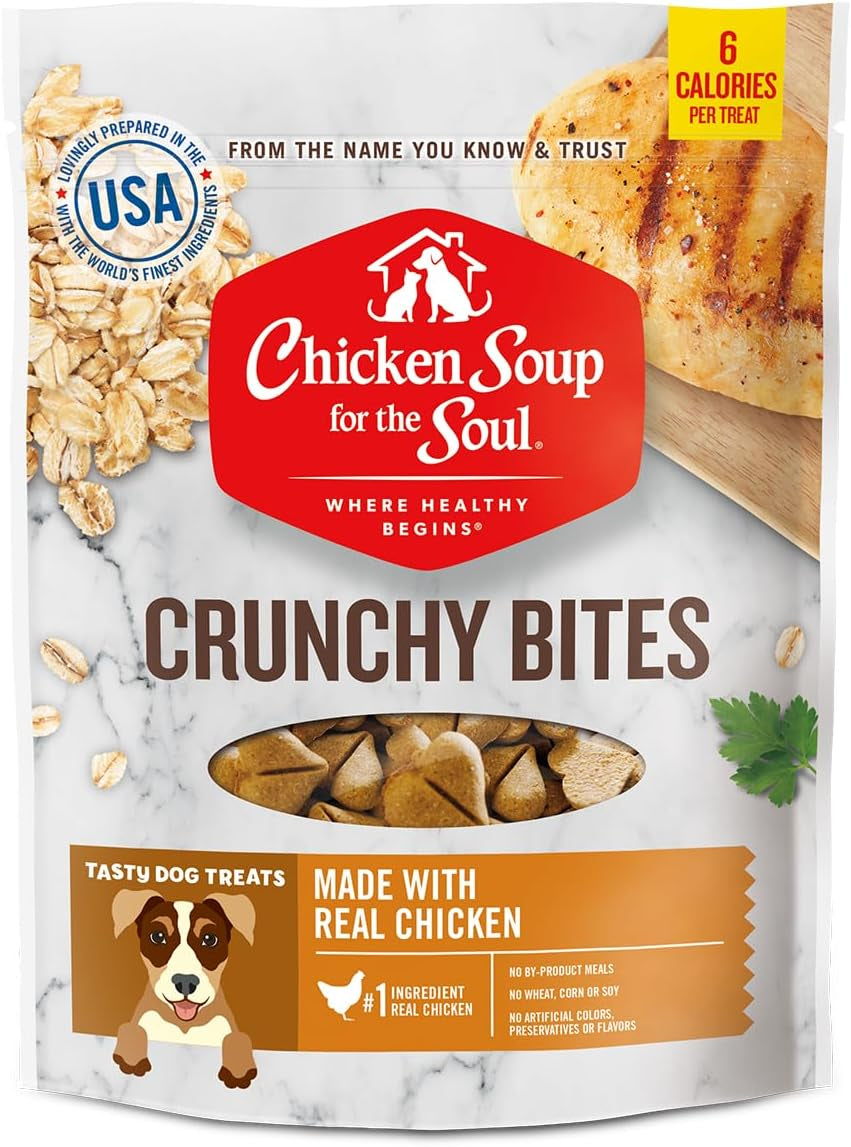Pet Food Crunchy Bites Dog Treats, Chicken, 12 Ounce Bag | Soy, Corn & Wheat Free, No Artificial Flavors or Preservatives
