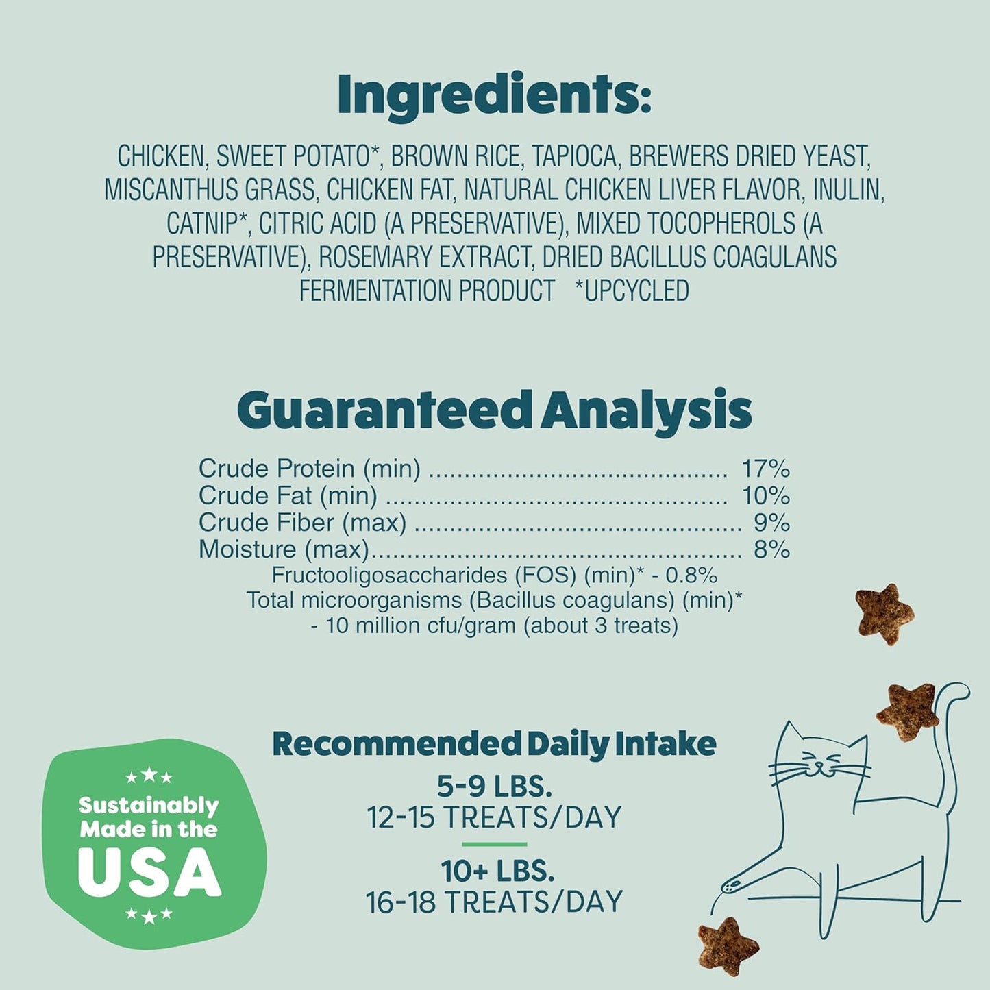 Crunchy Cat Treats - Catnip Treats for Cats with Digestive Support, Natural Ingredients Kitten Treats with Real Chicken, Healthy Flavored Feline Snacks - Catnip N Chill, 3-Pk