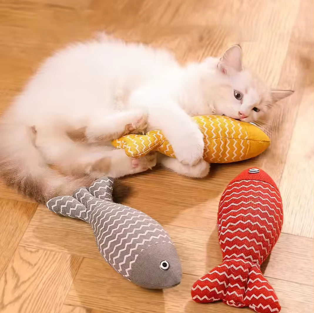1Pc Pet Toys Cat Chew Toys Linen Fish Pillow Chew Training Toy Simulation Fish Puppet Pet Supplies