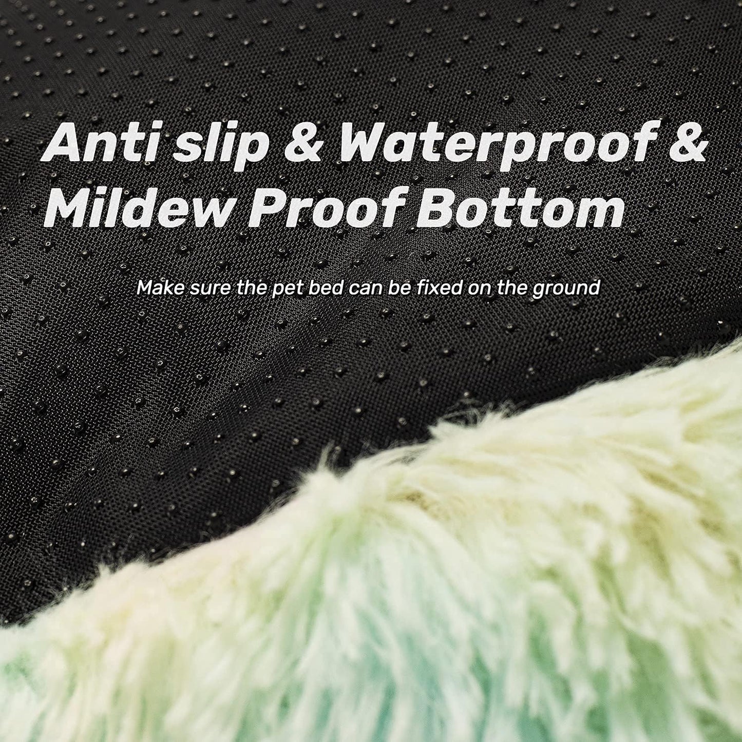 Anti Anxiety round Fluffy Plush Faux Fur Warm Washable Dog Bed & Cat Bed, Original Bed for Small Medium Large Pets,Used to Relieve Joints and Improve Sleep（20"/24"/27''） (27", Light Green)