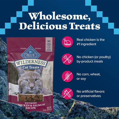 Wilderness Chicken & Salmon Flavor Dry Soft Treats for Cats, Grain-Free, 2 Oz. Bag