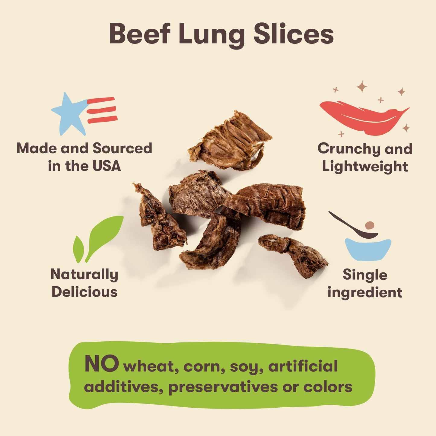 Beef Lung Dog Treats – Made and Sourced in the USA - Natural Healthy Treats, 9 Ounce